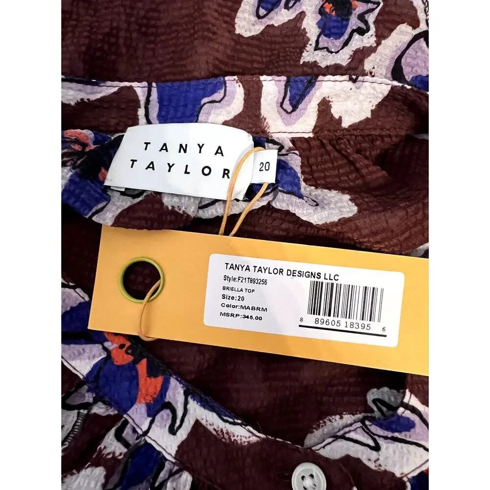 New Tanya Taylor Women's Briella Brown Floral Silk Top SZ 20